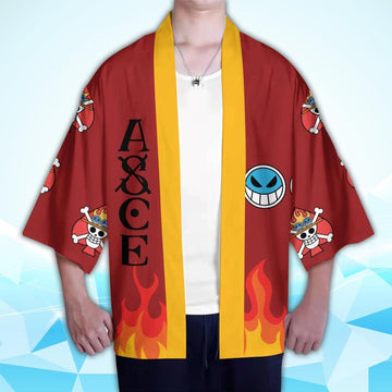 Anime One Piece Portgas Ace Otaku Cosplay Capa Kimono Cárdigan Abrigo Toga Pijama Casual